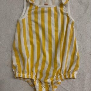 Yellow and White Striped Baby Romper